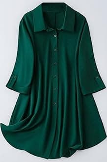 Leriya Fashion Women's Shirt Dress | Knee Length Dresses | Loose Fit | Button-Down | 3/4 Sleeve | Vacation Outfit