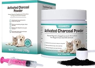 Activated Charcoal for Dogs, Cats, and All Pets, Charcoal for Dogs Poisoning, Digestive Upset and Gas Relief, Liver Support, Non-GMO, Gluten Free,3.53oz(Powder)