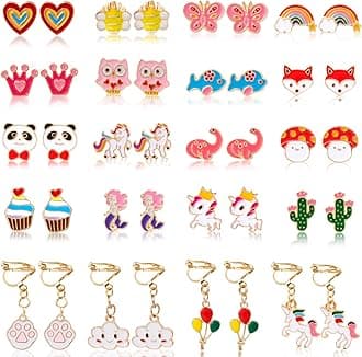 ShyflpopoClip On Earrings for Girls 20/30/40 Pairs Hypoallergenic No Pierced Girls Earrings Kids Cute Clip on Earrings for Little Girls Toddlers Jewelry Set Party Favor Gift