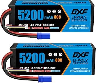 4S Lipo Battery 14.8V 80C 5200mAh Hard case Battery with EC5 Plug for RC Buggy Truggy Crawler Monster Car Boat Truck (2 Pack)