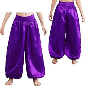 Harem Pants for Girls Belly Dance Bottoms Halloween Party Tribal Arabic Trousers Satin Bloomers