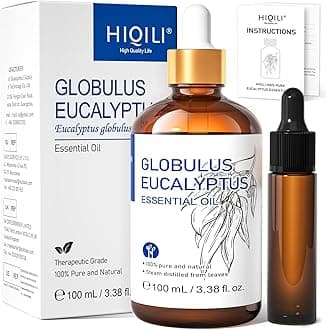 HIQILI Eucalyptus Essential 0il, Pure Natural Eucalyptus Oil, Organic Eucalyptus Essential 0il for Diffuser, Skin, Spray, Aromatherapy, Steam Room, Shower and Humidifier - 3.38 Fl Oz (Pack of 1)