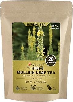 FullChea - Mullein Leaf Tea Bags, 20 Teabags, 3g/bag For Lungs - Non-GMO - Caffeine-free - Natural Healthy Herbal Tea