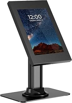 iPad Kiosk Stand, Anti-Theft Tablet Kiosk with Locking Countertop Enclosure & Freestanding Base, Compatible with iPad Pro, iPad Air & Gen 7–11 (10.2–11"), Black