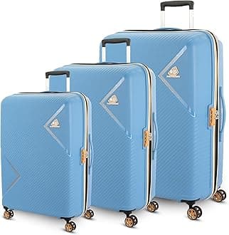 American Tourister Kamiliant Set of 3 Trolley Bags 55 Cm, 68 Cm and 79 Cm Small, Medium and Large Hard-Sided Polypropylene 4 Wheeler Spinner Luggage (PARISION Blue, Set of 3)