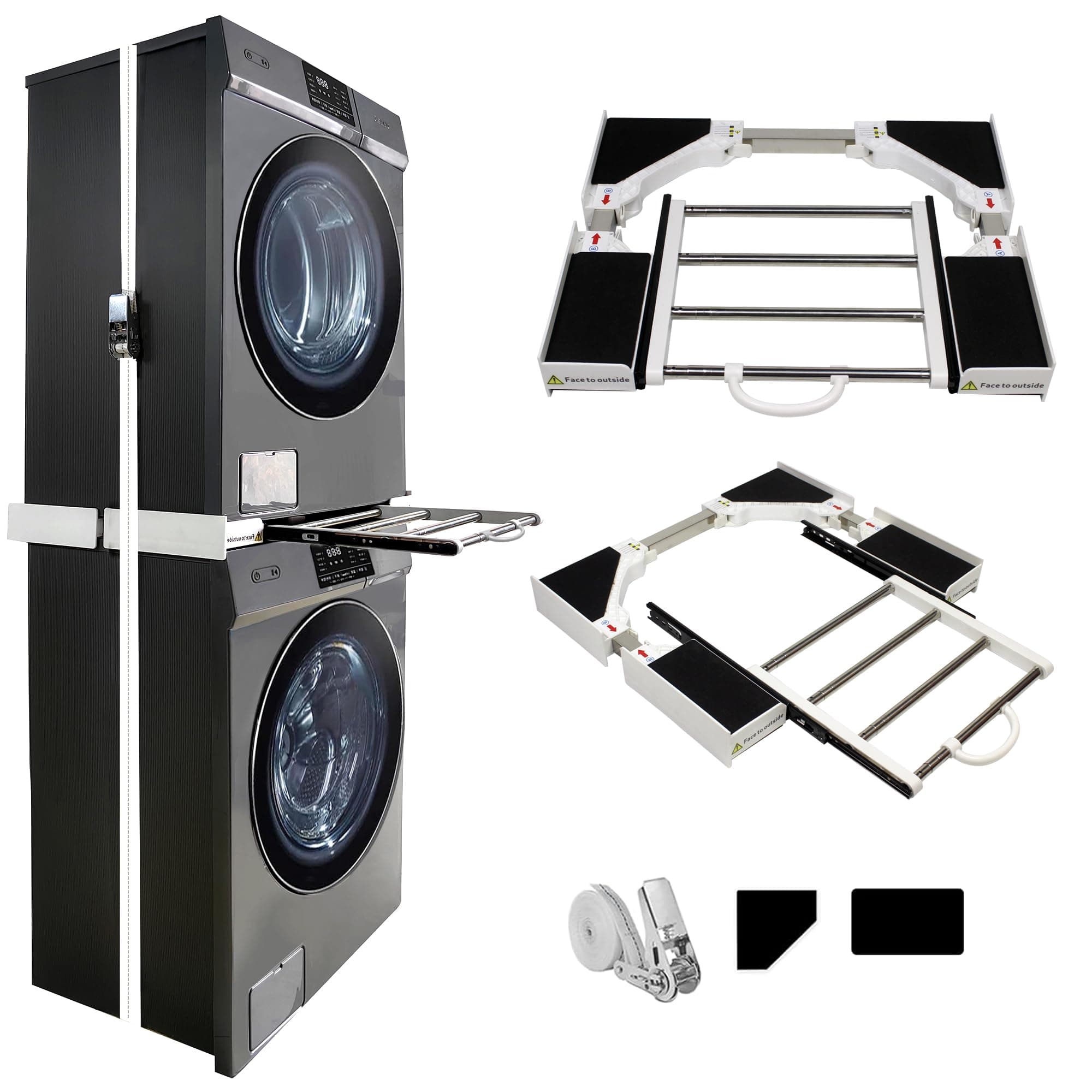 MaxWorks Stacking Kit for Washer and Dryer, Universal Stacking Kit for Washing Machine and Dryer with Pull-Out Racks