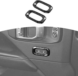 RT-TCZ for Wrangler JL Door Lock Switch Button Trim Cover Carbon Fiber for Jeep Wrangler JL JLU Gladiator JT 2018-2024 Carbon Fiber Interior Accessories 2pcs