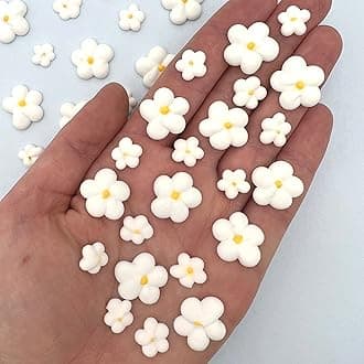 Royal Icing Blossoms | Mini Edible Flowers Roses White Wedding Cake Sprinkles Bulk Sprinkle Mix By Simply Sucré (54 Flowers, Blossoms)