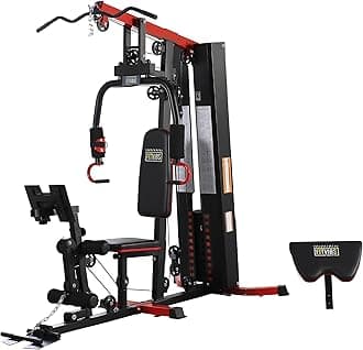 Fitvids Multifunctional Home Gym Equipment with 160 lbs Weight Stack - Full Body Workout Weight Machine Black