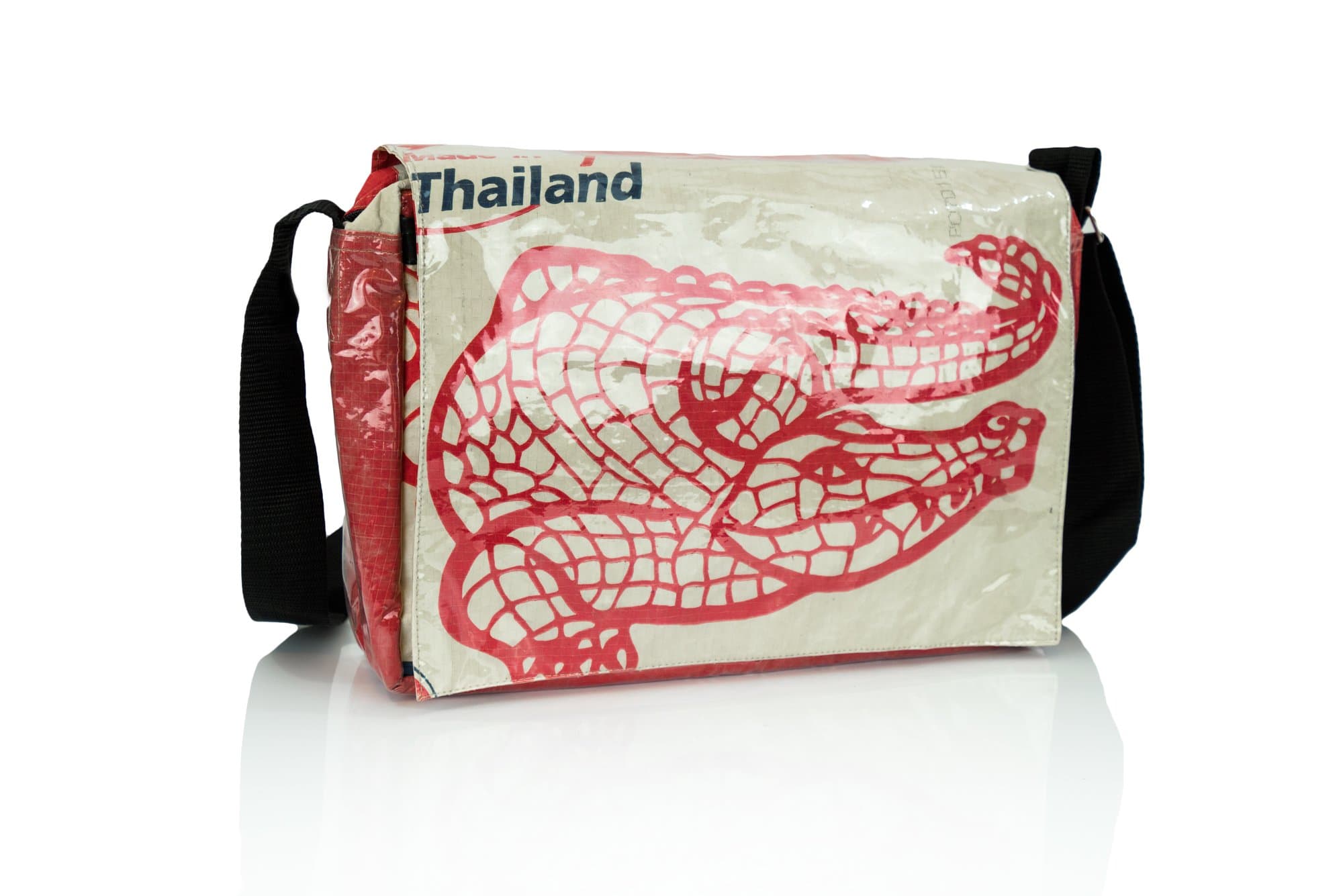 Recycled cement bag messenger bag - Crocodile