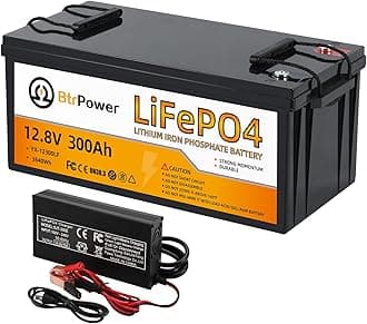 12V 300Ah LiFePO4 Lithium Battery,Built-in 200A BMS Rechargeable Lithium Battery，10 Years Lifetime 15000+ Cycles, Max. 3840Wh Energy, Perfect for RV, Boat Marine Trolling Motor Camping
