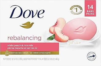 Beauty Bar Soap Rebalancing White Peach & Rice Milk, 14 Count for a Nourished and Moisturized Skin, with ¼ Moisturizing Cream Plant-Based Formula, 3.75 oz
