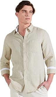 Symbol PremiumMen's Pure Linen Solid Casual Shirt (Regular Fit)