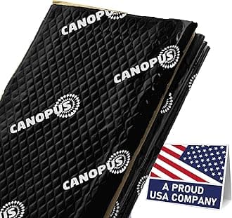 - CANOPUS Sound Deadening Mat for Cars, 50 mil 5 sqft, Pack of 5 Sheets, Butyl Sound Deadener Mat, Audio Car Sound Dampening Material for Car Trunk, Door, Floor and Ceiling, Black