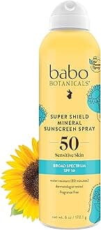 Sheer Mineral Sunscreen Spray SPF 50 with 100% Mineral Active Ingredients - for Babies, Kids or Extra Sensitive Skin - Ultra Sheer, Water-Resistant, Vegan & Fragrance-Free - 6 oz.