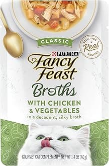 Chicken and Vegetables, Standard Packaging : Purina Fancy Feast Broths Classic Gourmet Cat Complement Multipack - (16) 1.4 oz. Pouches