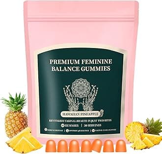 Premium Feminine Balance Gummies for Women, Pineapple Gummies for Women PH Health and Wellness, Hawaiian Pineapple Flavor, Improve Immune, Vegan, Gluten Free, Light Pink, 1 Pack