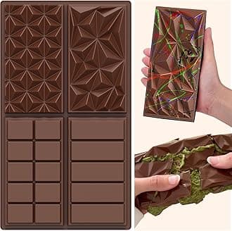 BABORUI 4 IN 1 Deep Chocolate Bar Mold, 1 Inch Chocolate Bar Mold for Dubai Chocolate Bar Pistachio, Large Silicone Chocolate Mold for Filling Knafeh Pistachio Cream