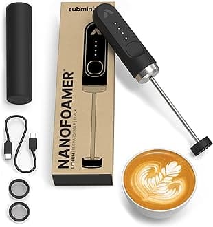 NanoFoamer Lithium Milk Frother, USB-C Rechargeable, Dual-Speed, IP4 Waterproof, Stainless Steel Shaft, Barista-Quality Microfoam 30 Seconds for Lattes, Cappuccinos & Coffee at Home