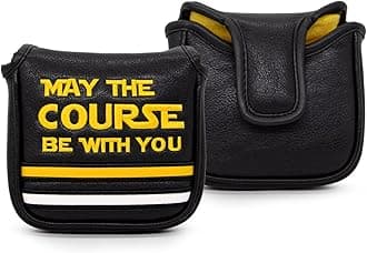 Golf Headcovers Golf Club Head Covers May The Course Be with You Style Elegant Embroidery Premium Leather Driver Fairway(FW) Wood Hybrid(UT) with Number Tags, Golf Mallet Putter Cover