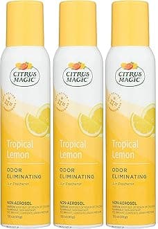 Citrus Magic Odor Eliminating Air Freshener Spray, Tropical Lemon, 3-Ounce, Pack of 3