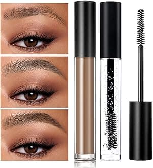 Clear Eyebrow Setting Gel, Brow Fix Gel, Waterproof And Sweat-Proof Eyebrow Repair Liquid Brows Styling Beauty Salon Home Use Makeup, 1.81oz (Clear and Light Brown)
