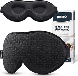INNELO Sleep Mask for Side Sleeper, Eye Mask Sleeping Women Men, 100% Light Blocking 3D Contoured Cup Sleeping Mask Soft No Eye Pressure Cover Blindfold Night Shade for Travel Nap Yoga, Black