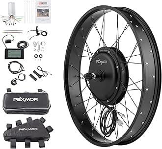 PEXMOR Electric Bike Conversion Kit, 48V 1000W 26" Fat Front Wheel E-Bike Conversion Kit, Ebike Hub Motor Kit Upgrade 3 Mode Controller w/PAS/LCD Display/Twist Throttle Bicycle Ebike Wheel Kit