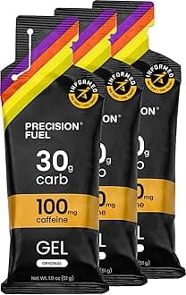 Precision Fuel PF30 Caffeine Energy Gel - Mild Flavour Running Gels for Endurance Athletes, 30g Carbohydrate, Easy-to-Digest, Perfect for Running & Long-Duration Sports (3 Gels)