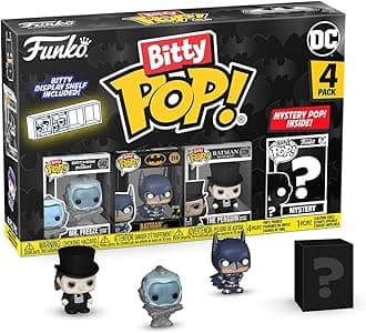 Funko Bitty POP! Batman 85th - Freeze, 4-Pack and A Surprise Mystery Mini Figure - 0.9 Inch (2.2 Cm) - DC Comics Collectable - Stackable Display Shelf Included - Gift Idea - Party Bags Stocking