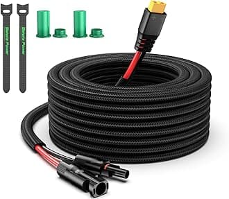 Bateria Power Solar Charge Extension Cable with Connectors, XT60 Adapter to Solar Panel, 50 Ft (10AWG)