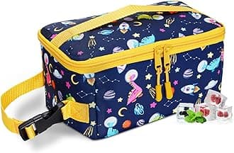 Cerbonny Small Lunch Bag,Small Lunch Box for Kids/Adult,Mini Cooler Bag with Buckle Handle,Insulated Cooler Bag for Work School Travel,Blue Dinosaur