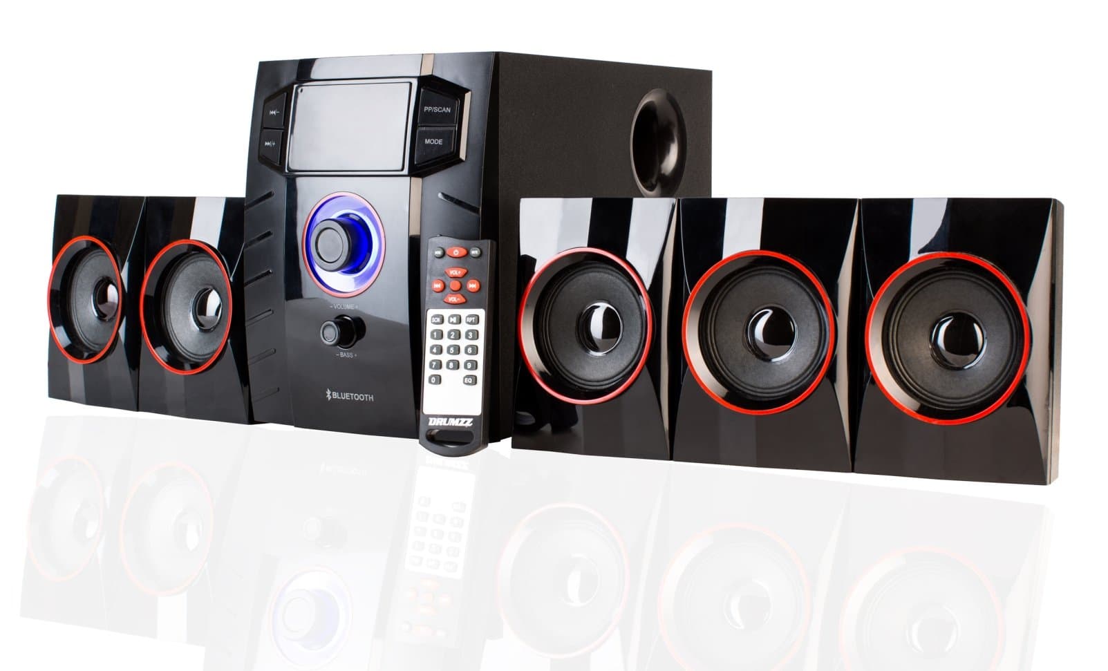 DRUMZZ 5.1 Bluetooth Home Theater System with FM, USB,SD Card Reader, all Function Remote and Bass Reflex Port - HT-5100(5.1)BT