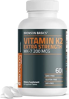 Bronson Vitamin K2 MK-7 200mcg Extra Strength, 60 Vegetarian Tablets