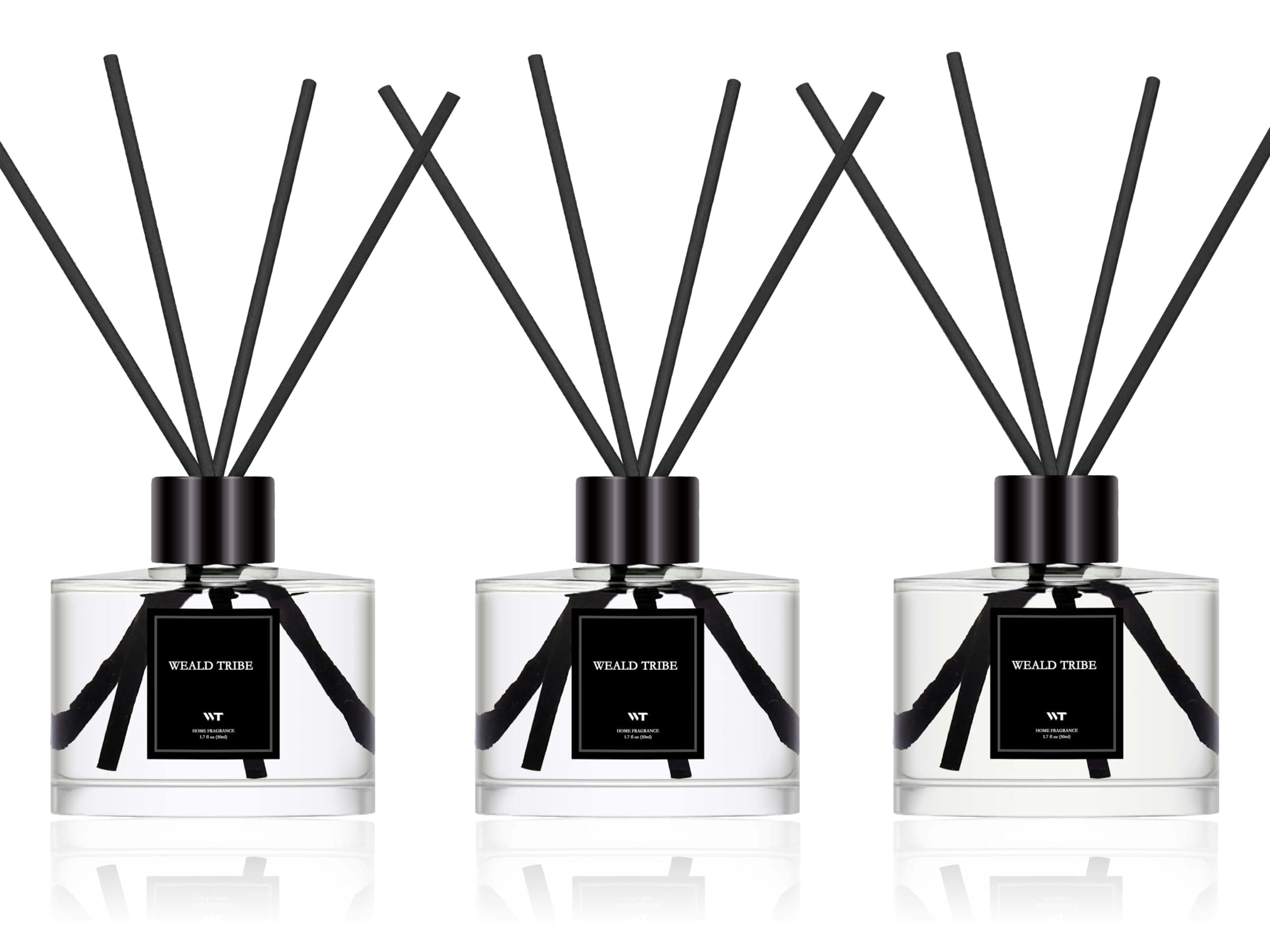 Reed Diffuser Set of 3 for Bathroom Air Fresheners, Oil Diffuser Sticks | Fresh Linen, Ocean, Eucalyptus & Mint Scent(1.7 fl oz Each Pack) Fragrance with 12 Sticks Defusers | Shelf Decor