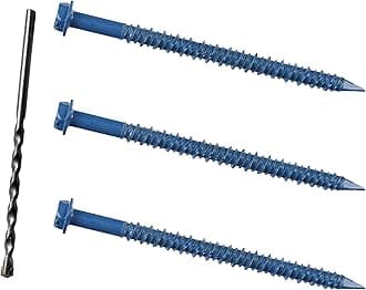 3/16 x 2-3/4" Hex Head Concrete Screw Anchor, for Anchoring to Masonry, Block or Brick (100Pcs)