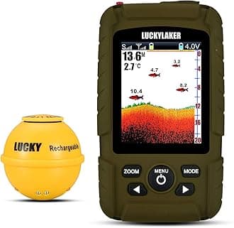 - LUCKY Portable Sonar Fish Finder Boat Depth Fishing Fish Finders Waterproof Handheld Wireless Fishing Finder Kayak Transducer Depth Finders for Ice Fishing Sea