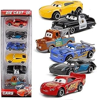 Metro TOY'S & Gift CARS3 Diecast Metal Lightning McQueen Black Storm Jackson Cars Toys for Boys -Set of 6