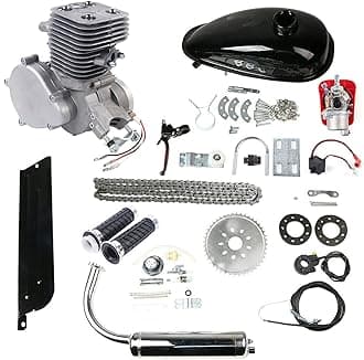100cc Bicycle Engine Kit 2-Stroke Gas Motorbike Kit Air Cooled Bicycle Electric Full Set Super Fuel Economy Fits Most 26"/28" Bicycle Scooters