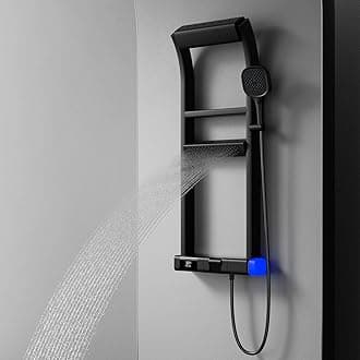 BEITH Thermostatic Shower System, Upgraded 6 Functions Piano Key Design Shower Set, 40x10cm Shower Faucet Sets Complete and Handheld, LED Digital Display, Bathtub Faucet, 59A Copper