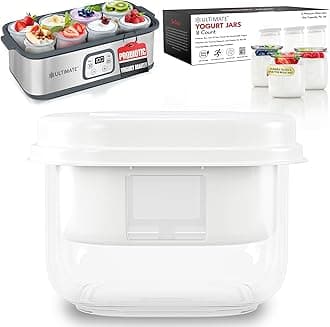 Ultimate Jars with Yogurt Maker and Eight 6oz Jars plus Yogurt Strainer Bundle - Make Trillions of Live Probiotics at Home and Make Greek Yogurt