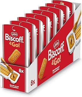 Lotus Biscoff & Go, Sweet Spread & Breadstick Snack, Caramelised Biscuit Flavour, Vegan, No Colours or Added Flavours, 8x45g, 360g