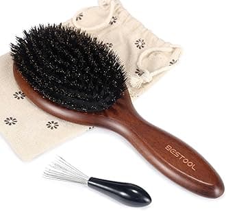 Hair Brush, Boar Bristle Hair Brushes for Women Men Kids, Boar Bristle Brush for Hair Smoothing, Everyday Brush Enhances Shine & Health