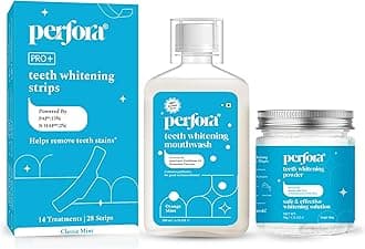 Teeth Whitening Combo | Teeth Whitening Powder 50gm, Teeth Whitening Mouthwash 200ml & Strips - 14 Treatment | Enamel-Safe & Sensitivity-Free Oral Care Formula For Tooth Stain Removal | Pack Of 3