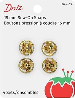 Dritz 80-4-35 Sew-On Snaps, Brass, Size 4 4-Count