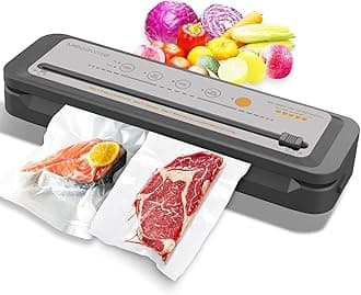– MegaWise Powerful and Compact Vacuum Sealer Machine One-Touch Automatic Food Sealer (Machine grey)