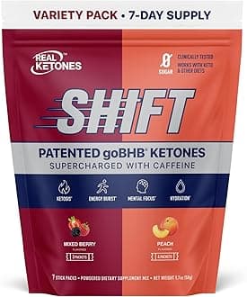 Real Ketones BHB Exogenous Ketones Drink Mix Packets Keto Electrolytes Powder Packets No Sugar with 4 Main Fasting Electrolytes Plus Hydrating Patented Keto BHB - 7 Count Peach, Mixed Berry