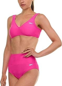 ReebokBralette Bikini Sets for Women, High Waisted Bikini Bottoms, Womens Swimsuits Athletic Sporty Bathing Suit