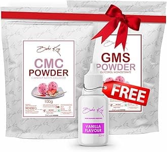 BAKE KING Combo CMC Powder (Carboxymethyl Cellulose) and GMS Powder (Glycerol Monostearate) 100gm | Raising Ingredient Powder | Instant Ice Creams That Improves Texture & Softness