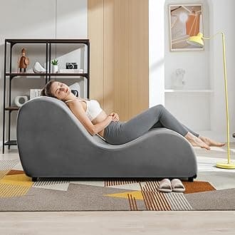 Sleek Yoga Chair, Curved Chaise Lounge for Stretching Relaxing Exercising, Yoga Sofa Couch for Adults, Modern Velvet Yogas Chair with Ergonomic Positioning for Bedroom Living Room - Dark Grey